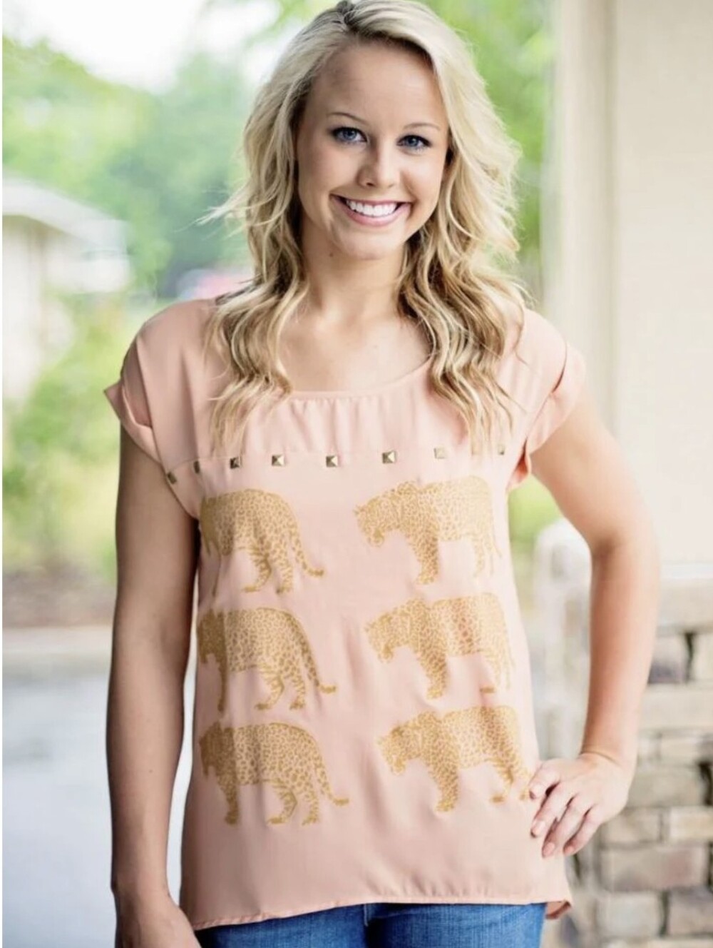 Peach Pink Animal Print Top